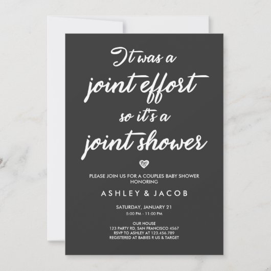 カップル赤ちゃんシャワー招待コードシャワージョイント 招待状 (正面)