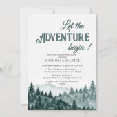 カップル赤ちゃんシャワー水の色の素朴な森のモントット 招待状 (正面)