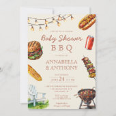 カップル赤ちゃんシャワーBBQバーベキュー夏 招待状 (正面)