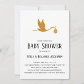 カップル赤ちゃんフェイクシャワー金箔ストークとバンドル 招待状