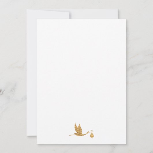 カップル赤ちゃん名門私立校風のシャワー金ゴールドストークとバンドル 招待状 (裏面)