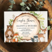 カップル赤ん坊のシャワー森の素朴男女兼用な 招待状