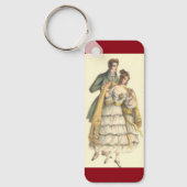 カップル赤ビクトリアンヴィンテージクリスマスキーチェーン キーホルダー (正面)