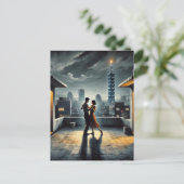 カップル踊りと台北101 ポストカード (スタンド正面)