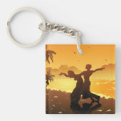 カップル踊りオンビーチキーチェーン キーホルダー (正面)