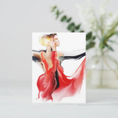 カップル踊りタンゴのイラストレーション ポストカード (スタンド正面)