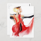 カップル踊りタンゴのイラストレーション ポストカード (正面/裏面)