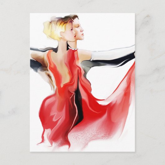 カップル踊りタンゴのイラストレーション ポストカード (正面)