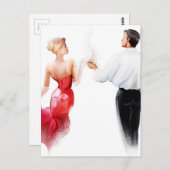 カップル踊りタンゴのイラストレーション ポストカード (正面/裏面)