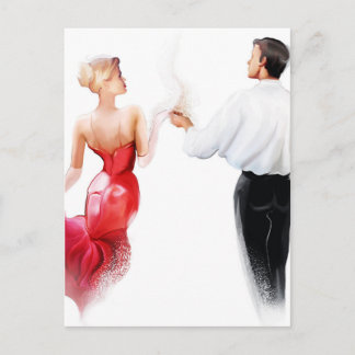 カップル踊りタンゴのイラストレーション ポストカード