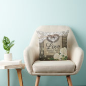 カップル蹄鉄ハートレースアジサイ結婚ウッド クッション (椅子)