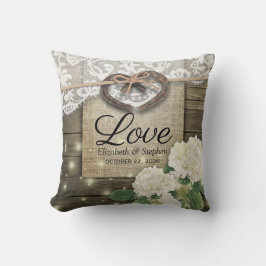 カップル蹄鉄ハートレースアジサイ結婚ウッド クッション