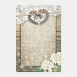 カップル蹄鉄ハートレースアジサイ結婚ウッド ポストイット