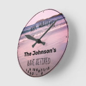 カップル退職した姓おもしろいビーチ退職 ラウンド壁時計 (傾斜)