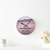 カップル退職した姓おもしろいビーチ退職 ラウンド壁時計 (ホーム)