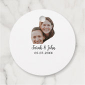 カップル顔の写真の名前の追加シンプル日付結婚の フェイバータグ (裏面)