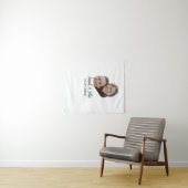 カップル顔写真 名前 日付 シンプルな結婚式 タペストリー (インサイチュ(横))