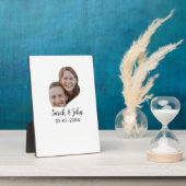 カップル顔写真 名前 日付 シンプルな結婚式 フォトプラーク (側面)