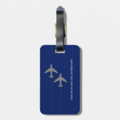 カップル飛んでいる一緒に青い旅行荷物タグ ラゲッジタグ (裏面縦)