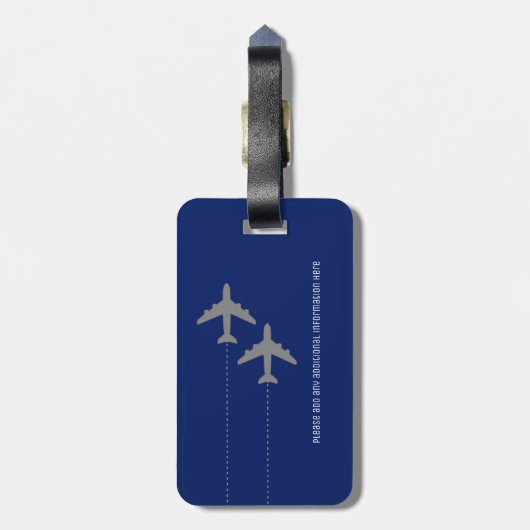 カップル飛んでいる一緒に青い旅行荷物タグ ラゲッジタグ (裏面縦)