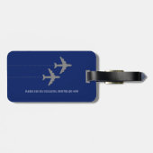 カップル飛んでいる一緒に青い旅行荷物タグ ラゲッジタグ (裏面横)