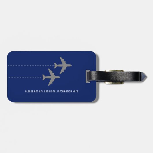カップル飛んでいる一緒に青い旅行荷物タグ ラゲッジタグ (裏面横)