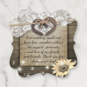 カップル馬の靴ひまわり木結婚の感謝 フェイバータグ (裏面)