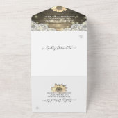 カップル馬蹄目レース木ひまわりウェディングRSVP オールインワン招待状 (外側)