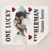 カップル魚の写真にマッチする幸運な漁師1人 シェルパブランケット (正面(横))