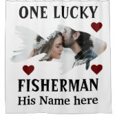 カップル魚の写真にマッチする幸運な漁師1人 シャワーカーテン (正面)