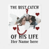 カップル魚の写真にマッチする幸運な漁師1人 フリースブランケット (正面)