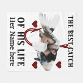 カップル魚の写真にマッチする幸運な漁師1人 フリースブランケット (正面(横))