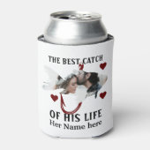 カップル魚の写真にマッチする幸運な漁師1人 缶クーラー (缶正面)