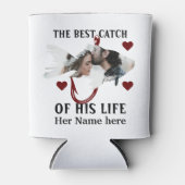 カップル魚の写真にマッチする幸運な漁師1人 缶クーラー (正面)