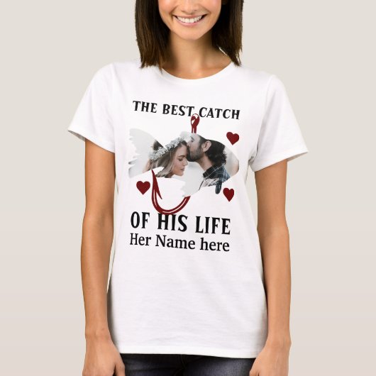 カップル魚の写真にマッチする幸運な漁師1人 Tシャツ (正面)