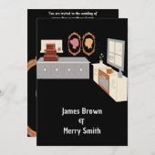 カップル鮮やかパーソナリティ結婚キッチン 招待状 (正面/裏面)