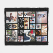 カップル19モダンフォトコラージュカスタムカラータイトル フリースブランケット (正面(横))