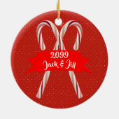 カップル1stクリスマスキャンディカンの名前 セラミックオーナメント (裏面)