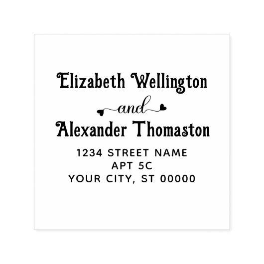 カップル2つの名前ファンシーハート"と" #1差出人住所 セルフインキングスタンプ (デザイン)