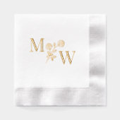 カップル2イニシャルモノグラムロングステムバラスペーサー 箔ナプキン (正面)