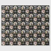 カップル2枚の写真クリスマスモダンブラック ラッピングペーパー (フラット)