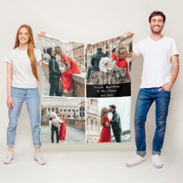 カップル4モダンフォトコラージュ フリースブランケット