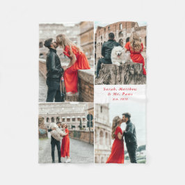 カップル4モダンフォトコラージュ フリースブランケット