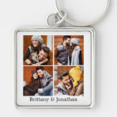 カップル4枚の写真と名前キーチェーン キーホルダー (正面)