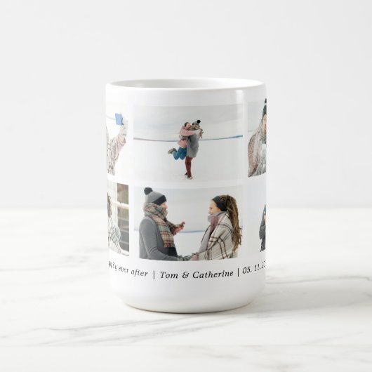カップル6カスタムの写真コラージュ後の幸せ コーヒーマグカップ (中央)