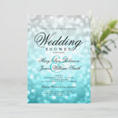 カップル ウェディング シャワー ビーチ オンブレ ボケ ライト 招待状 (スタンド正面)