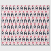 カップル・エンペンギンハートバレンタインデー  ラッピングペーパー (フラット)