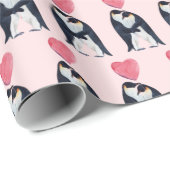 カップル・エンペンギンハートバレンタインデー  ラッピングペーパー (ロールコーナー)