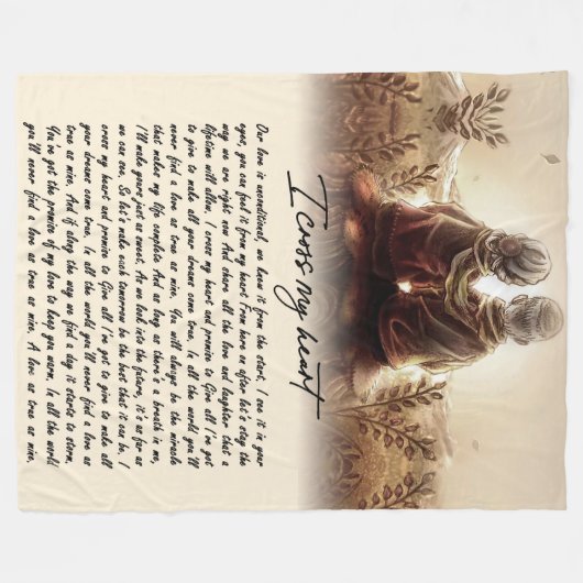 カップル・ギフト 私はハートを渡る フリースブランケット (正面(横))