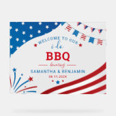 カップル サマー BBQ USA ブライダルシャワー歓迎 アクリルサイン (正面)